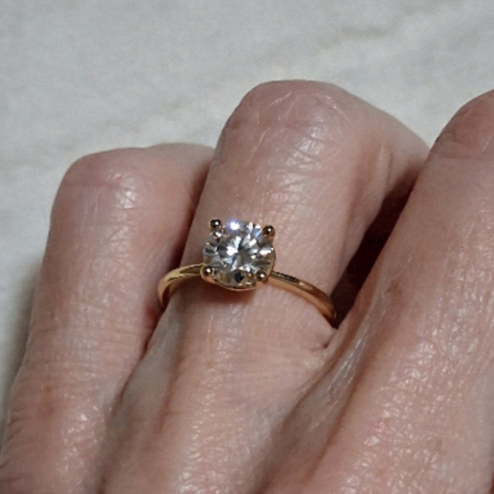 Gold Over 925 Moissanite Diamond Solitaire